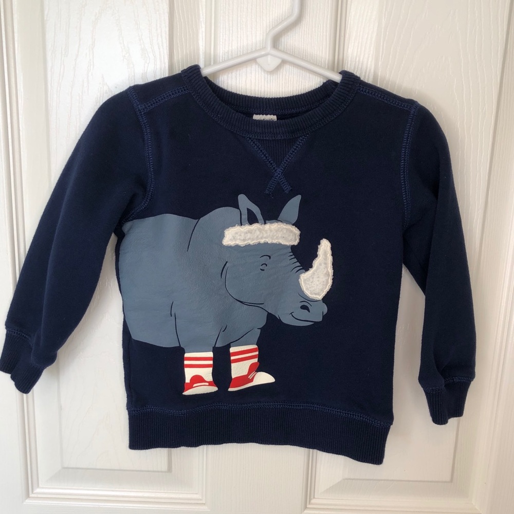 Carters 2T Boys Long Sleeve Blue Sweatshirt Top Shirt with hippopotamus - Picture 6 of 6
